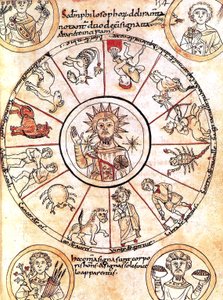 A nap az állatöv jeleivel körülvéve alkotó: Romanesque