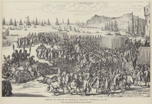 Orániai Vilmos megérkezése Angliába, 1688. november (litho)