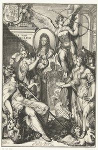 Allegorikus homlokzat III. Vilmos portréjával Vilmos király megérkezése Hollandiába (cím a tárgyon) alkotó: Romeyn de Hooghe