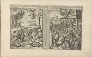 Bomen, dieren en noten; Verering van godsbeelden Mangas Nooten / Fák, állatok stb. India // Tyden, Afgoden / Bálványok, matematikusok, filozófusok stb. India (cím a tárgyon) Kelet- és Nyugat-India és más helyek (sorozat címe) alkotó: Romeyn de Hooghe