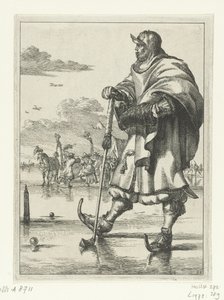 Figurák à la mode no 11: Részvényjátékos a jégen Figurák à la módban (sorozat címe) alkotó: Romeyn de Hooghe