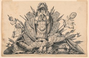 Rajz, Egy trófea a fegyverek szándékozott végrehajtani a festészet, 1830-1850 alkotó: Romolo Achille Liverani