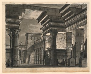 Színpadtervezés, egyiptomi épületek alkotó: Romolo Achille Liverani