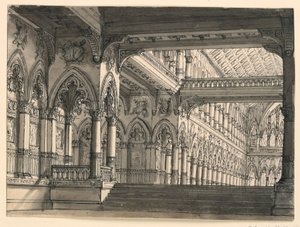 Színpadtervezés, Gótikus terem belseje alkotó: Romolo Achille Liverani