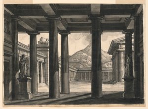 Színpadterv a "Pompeii utolsó napja" című opera számára a milánói La Scalában, 1827 alkotó: Romolo Achille Liverani
