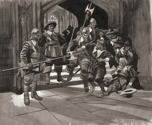 Pride ezredes megtagadja a belépést az alsóház egyes tagjaitól (gouache, papír) alkotó: Ron Embleton