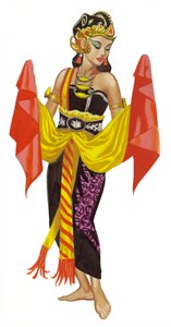 Mata Hari táncol (gouache, papír)