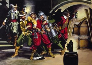 A puskaporos összeesküvés (gouache, papír) alkotó: Ron Embleton