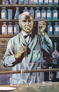 Thomas Alva Edison, amerikai feltaláló és üzletember (színes litográfia) alkotó: Ron Embleton