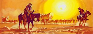 Szekérút a rekkenő hőségben (gouache, papír)