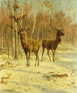 Két szarvas egy tisztáson télen alkotó: Rosa Bonheur