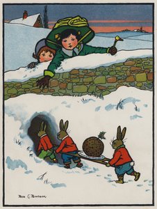 Nyuszik karácsonyi vacsorája (színes litho)