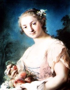 Nyár: egy lány barackkal a kezében alkotó: Rosalba Giovanna Carriera