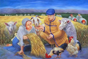 Ruth és az árpa aratása, 2014 (olaj, vászon)