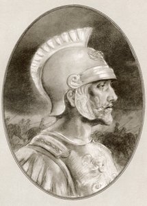 Ashoka, meghalt ie 232-ben, más néven Ashoka the Great. A Maurya-dinasztia indiai császára. Illusztráció: Gordon Ross amerikai művész és illusztrátor (1873-1946), a Living Biographies of Famous Rulers című könyvből.