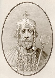 Nagy Konstantin, kép a híres uralkodók élő életrajzaiból (metszet)