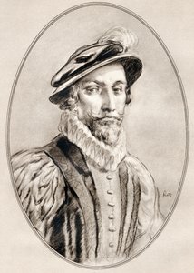 Sir Walter Raleigh, a Híres férfiak élő életrajzaiból. alkotó: Ross Gordon