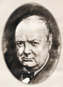 Sir Winston Leonard Spencer-Churchill, a Híres férfiak élő életrajzaiból. alkotó: Ross Gordon