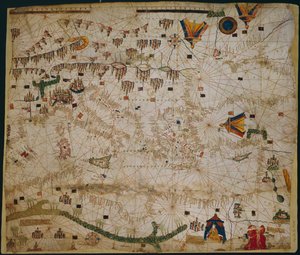 A Földközi-tenger és a Fekete-tenger tengeri térképe, 1440-es évek alkotó: Rossell