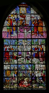 St Denis életének jeleneteit ábrázoló ablak, 1530-40