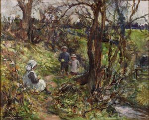 The Primrose Gatherers (olaj, vászon) alkotó: Rowland Henry Hill