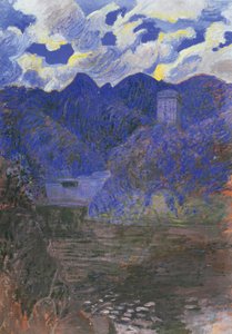Tavasz hajnala San Fruttuosóban, Rubaldo Merello (1872-1922), olaj, vászon, 98x69 cm. Olaszország, XX. század. alkotó: Rubaldo Merello
