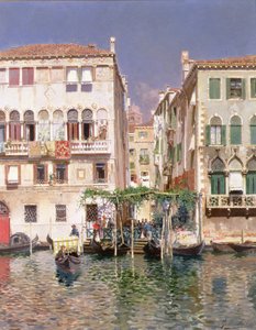 A Grand Canal a Szent Maria Gloriosa dei Frari Campanile-val, Velence (olaj, panel)