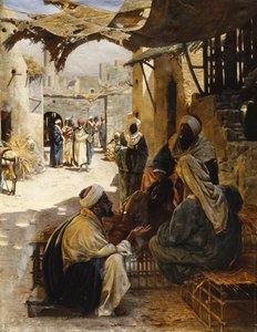 Arabok beszélgetnek a falu utcájában, 1894 alkotó: Rudolf Der G. Swoboda