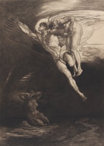 Lucifer felviszi Káint a véges térbe, a Nyolc rézkarc Byron Cain című művéből, 1919-1920.