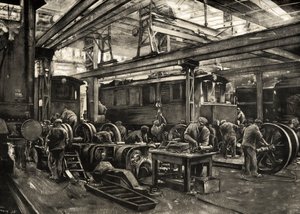 Német Vasutak - Reichsbahn javítóműhely elektromos mozdonyok számára Münchenben. 1935 (nyomtatás) alkotó: Rudolf Lipus