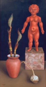 Csendélet zsurlóval (és babával) alkotó: Rudolf Wacker