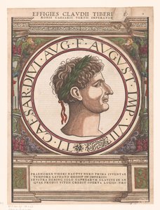 Claudius Tiberius portréja építészeti keretben alkotó: Rudolf Wyssenbach