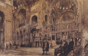 Német: A velencei Szent Márk-templom belső nézete alkotó: Rudolf von Alt