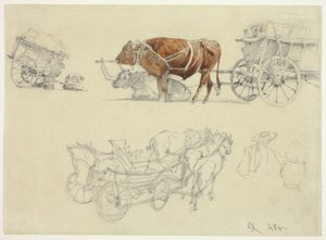Tanulmányok a szlovák paraszti ökrös és lovas szekerekről alkotó: Rudolf von Alt
