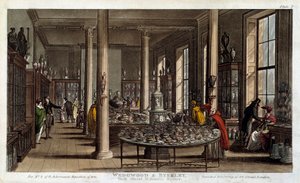 Egy londoni Wedgwood porcelánbolt belső képe, R. Ackermann litográfiája