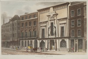 Kilátás a Bullocks Múzeumra, ismertebb nevén az Egyiptomi Csarnokra, a Piccadilly-n, 1815 (akvatinta) alkotó: Rudolph Ackermann