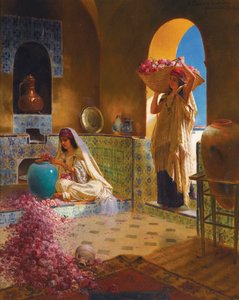 Les parfumeuses - A parfümkészítők - Rudolf Ernst (1854-1932). Olaj, fa Méret: 55,5x45 cm Magángyűjtemény