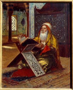 Az íróasztal Egy imám a Koránt olvassa. Rudolph (vagy Rudolphe) Ernst festménye (1854-1932) 19. századi Nantes, Musee des Beaux Arts alkotó: Rudolphe Ernst