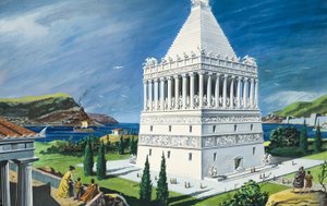 A halikarnasszoszi mauzóleum, Kr. e. 353-ban készült el (gouache, papír) alkotó: Ruggero Giovannini