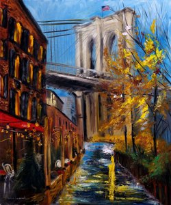 Ősz a Brooklyn hídnál DUMBO-ban New York, 2021 (olaj, vászon)