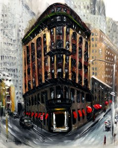 Snow in New York City Wall Street, 2021 (olaj, vászon) alkotó: Ruslana Levandovska