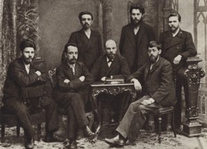 Lenin a munkásosztály felszabadításáért küzdő szentpétervári szövetség egy csoportjával, Szentpétervár, 1897. február alkotó: Russian Photographer