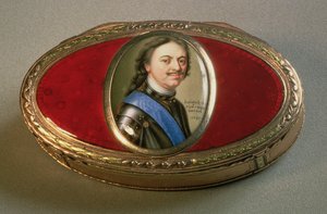 Tupakás doboz Nagy Péter portréminiatűrével, 1727 (arany)