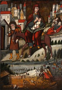 A menekülés Egyiptomba, 17. század eleje. alkotó: Russian icon.