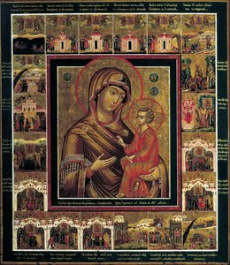 A tihvini szűz határjelenetekkel, 19. század első negyede. alkotó: Russian icon.