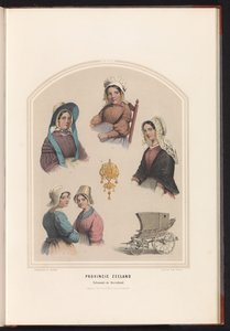 Schouwen és Duiveland hagyományos viselete Zeelandban, 1857 Zeeland tartomány. Schouwen en Duiveland / XXVIII (cím a tárgyon)