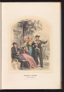 Dél-Beveland hagyományos viselete Zeelandban, 1857 Zeeland tartomány. Zuid-Beveland szigete / XIX (cím a tárgyon)