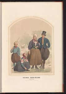 Marken szigetének hagyományos viselete Észak-Hollandiában, 1857 Észak-Hollandia tartomány. Marken szigete / XXX (cím az objektumon)