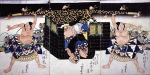 Jelenet az „Ashiya doman ouchi kagami” című kabuki-darab 4. felvonásából