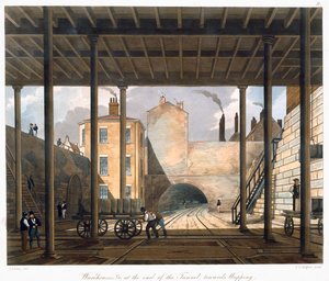 "Raktárak stb. a Wapping felé vezető alagút végén", Liverpool, 1832-1833 alkotó: SG Hughes